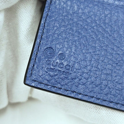 Gucci Interlocking Bifold Compact Wallet Black Blue Leather