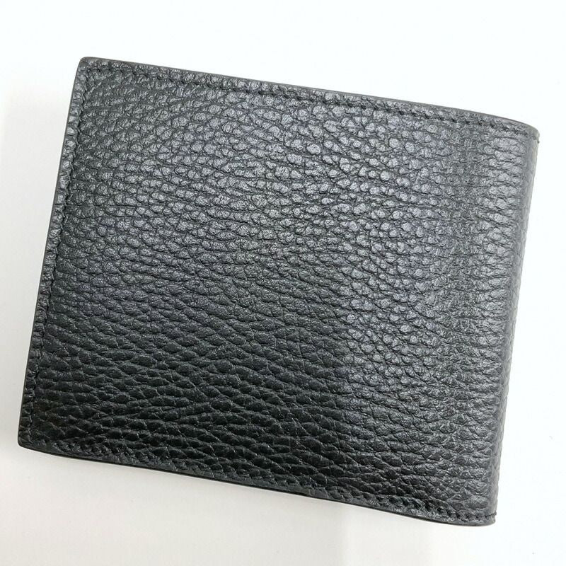 Gucci Interlocking Bifold Compact Wallet Black Blue Leather