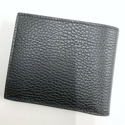 Gucci Interlocking Bifold Compact Wallet Black Blue Leather