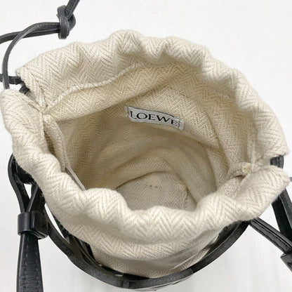 Loewe Anagram Cutout Pocket Shoulder Black Leather Canvas