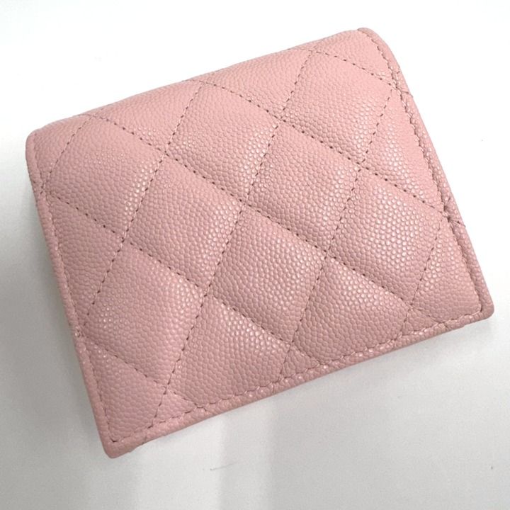 Chanel Small Flap Wallet Star CC Caviar Leather Pink Silver