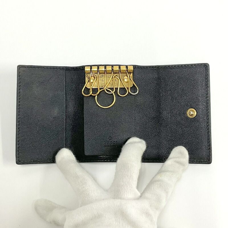 Gucci Key Case Leather Black Key Holder