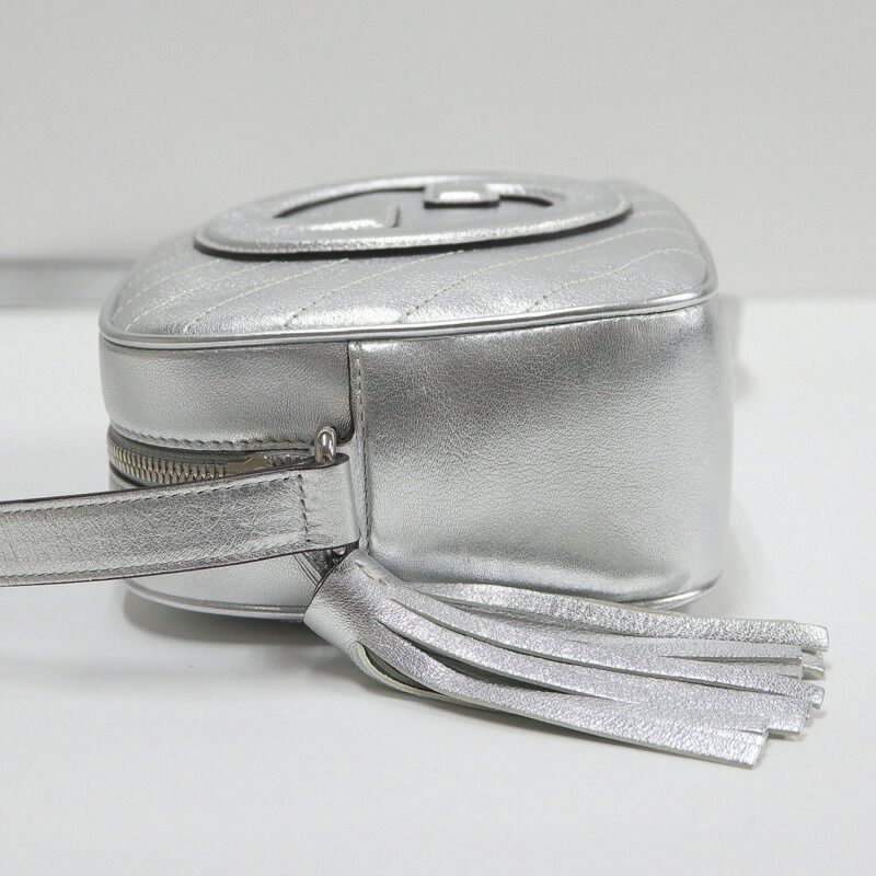 Gucci Blondie Small Shoulder Bag Silver Leather :silver