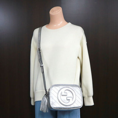 Gucci Blondie Small Shoulder Bag Silver Leather :silver