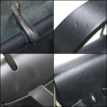 Hermes Herbag a Dos PM Black Silver Toile Officier Vache