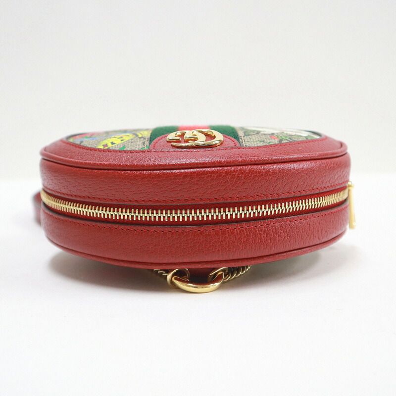 Gucci Mini Circle Backpack Ophidia GG Flora Leather Khaki Red