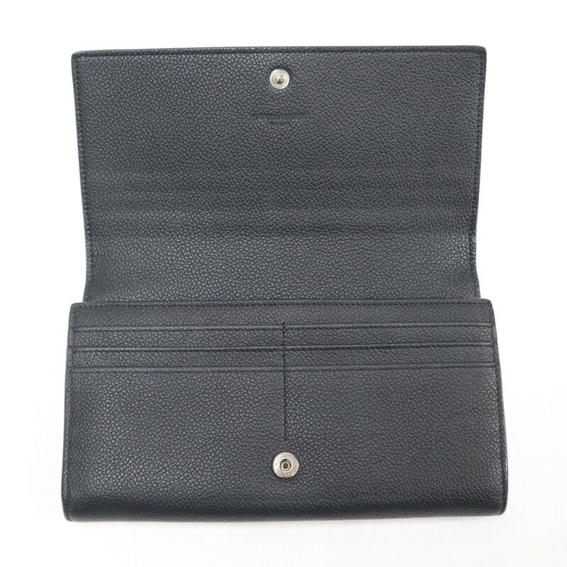 Saint Laurent Flap Wallet Leather Black Silver
