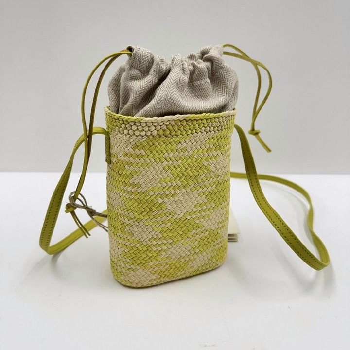 Loewe Square Pocket Shoulder Bag Irakaya Calf Natural Lime Green : Natural