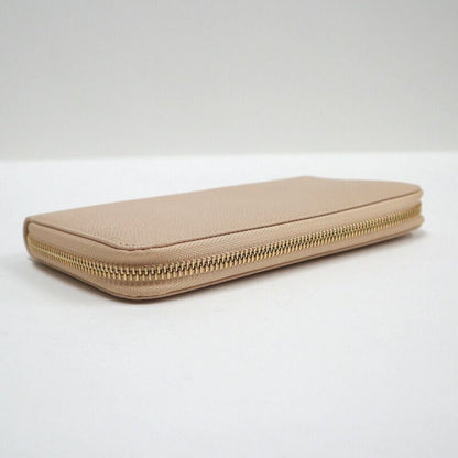 Bvlgari Round Zip Wallet Leather Pink Beige