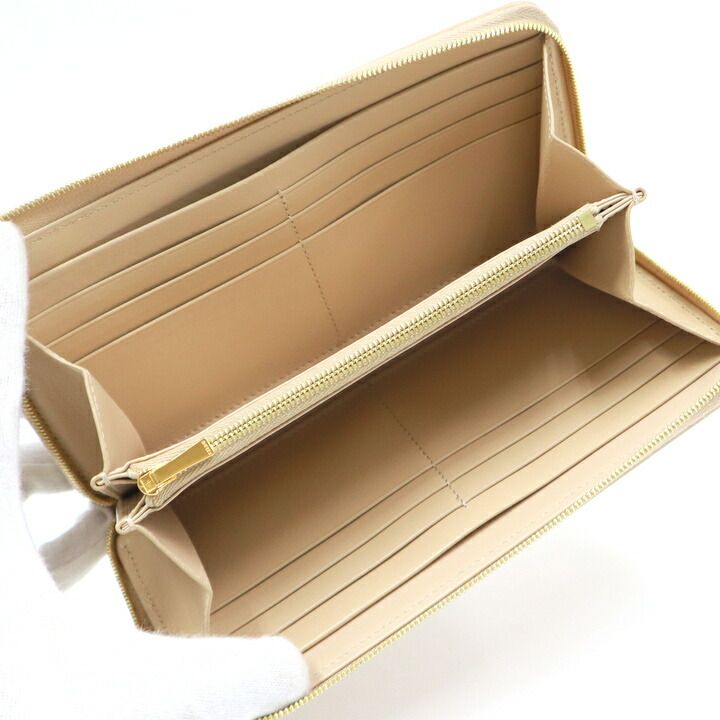 Celine Large Zip Wallet Grain Calf Beige