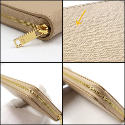 Celine Large Zip Wallet Grain Calf Beige