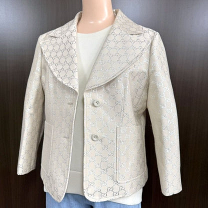 Gucci Interlocking Terre Jacket 68% Wool 44 :gg Glitter X Gray