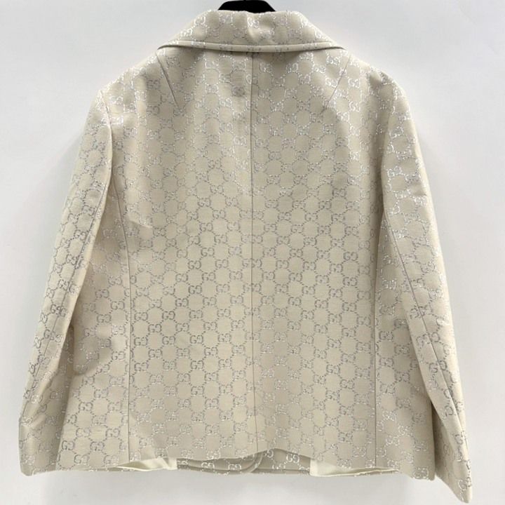 Gucci Interlocking Terre Jacket 68% Wool 44 :gg Glitter X Gray
