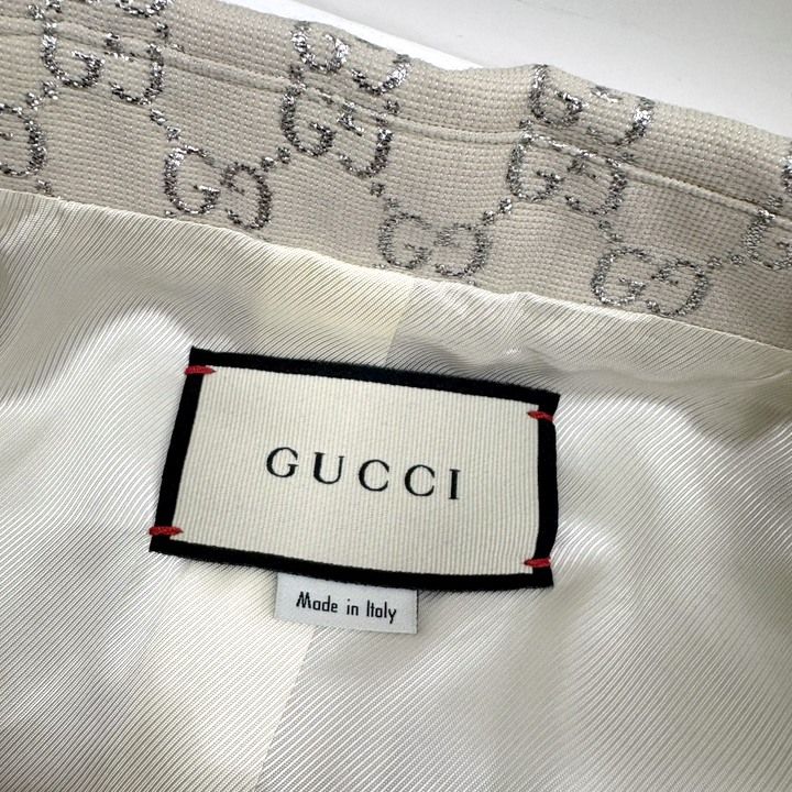Gucci Interlocking Terre Jacket 68% Wool 44 :gg Glitter X Gray