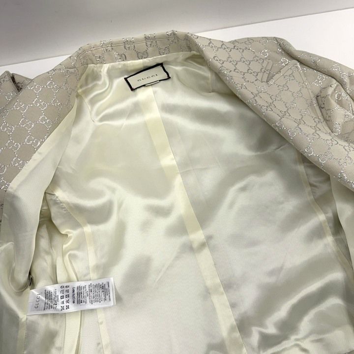 Gucci Interlocking Terre Jacket 68% Wool 44 :gg Glitter X Gray