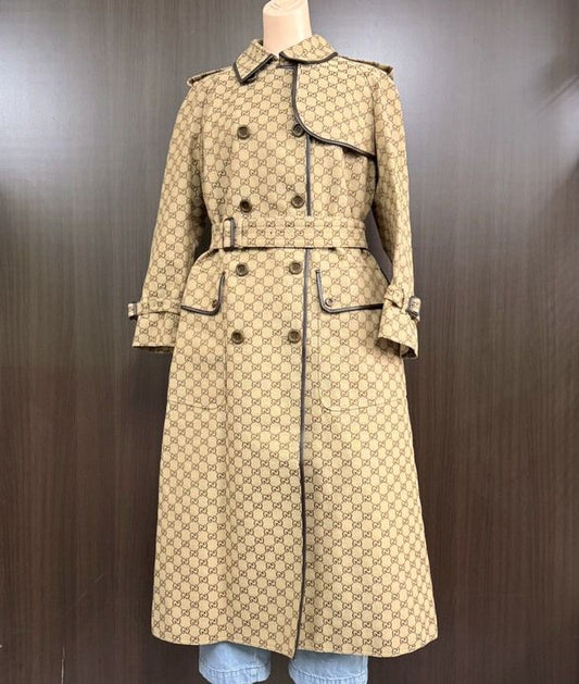 Gucci Trench Coat with Belt Cotton Beige Brown 40 X