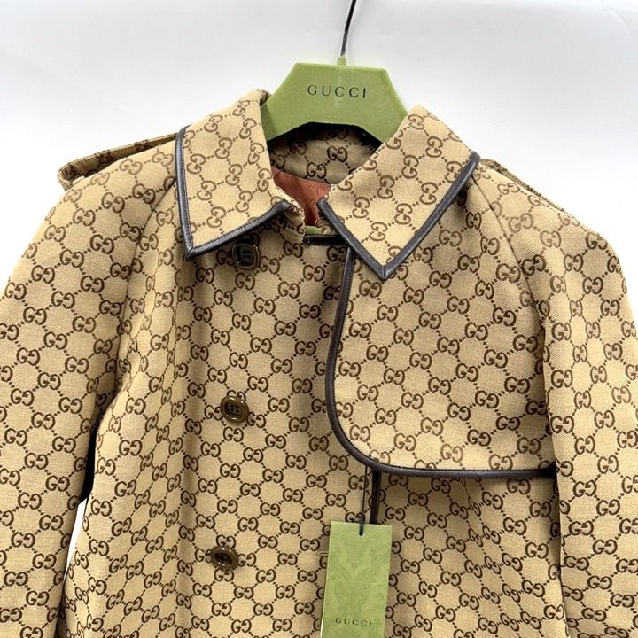 Gucci Trench Coat with Belt Cotton Beige Brown 40 X