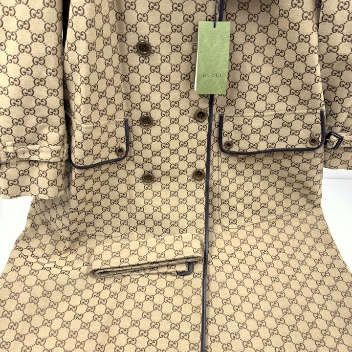 Gucci Trench Coat with Belt Cotton Beige Brown 40 X