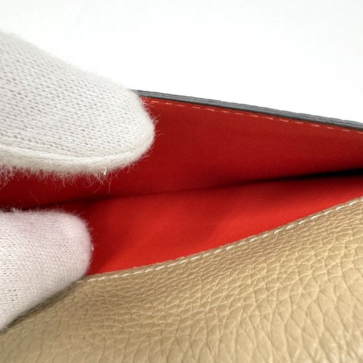 Celine Large Flap Multi Function Wallet Beige Leather