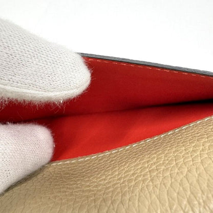 Celine Large Flap Multi Function Wallet Beige Leather