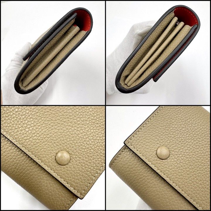 Celine Large Flap Multi Function Wallet Beige Leather