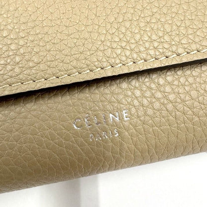 Celine Large Flap Multi Function Wallet Beige Leather