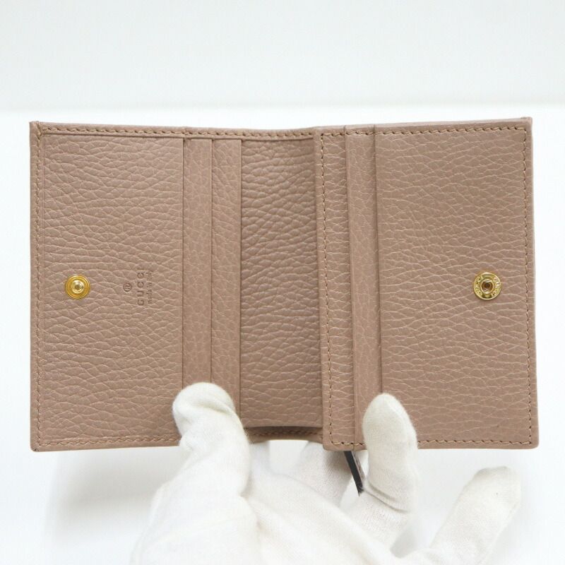 Gucci Bifold Wallet GG Marmont Leather Pink Beige