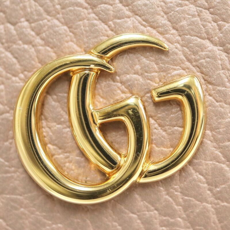 Gucci Bifold Wallet GG Marmont Leather Pink Beige