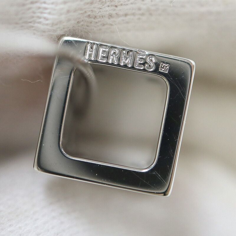 Hermes Cage Ash Necklace Cube Silver Orange :silver