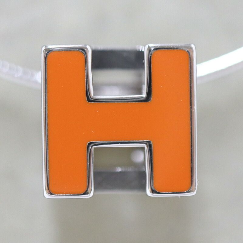 Hermes Cage Ash Necklace Cube Silver Orange :silver