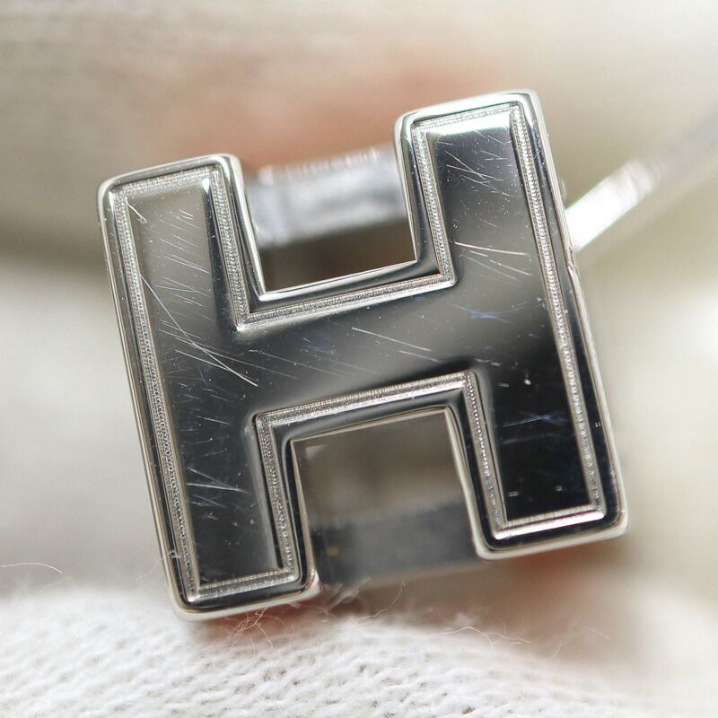 Hermes Cage Ash Necklace Cube Silver Orange :silver