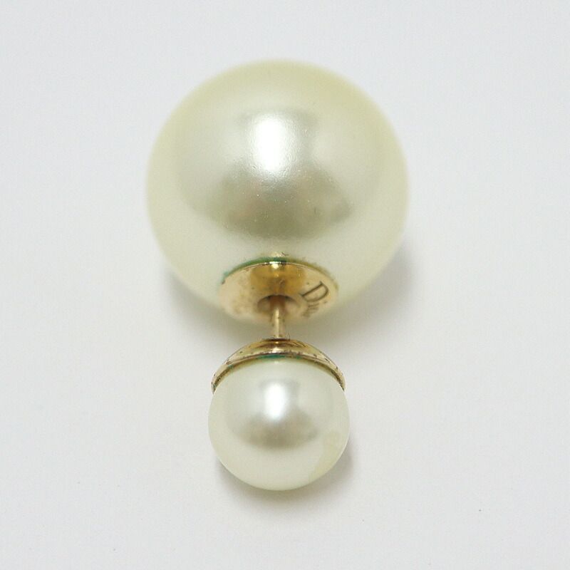 Dior Earrings Costume Pearl Gold Plated