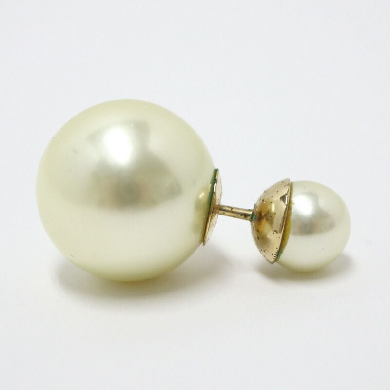 Dior Earrings Costume Pearl Gold Plated