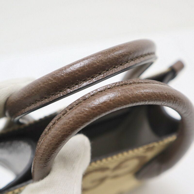 Gucci Jumbo GG Mini Tote Canvas Leather Brown Beige