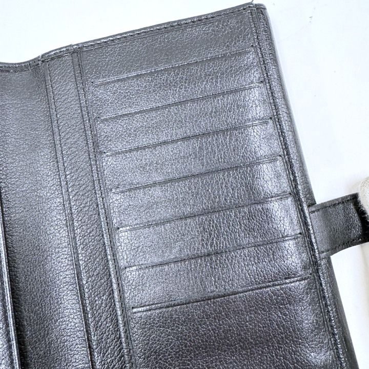 Chanel Butterfly Camellia Wallet Leather Black Silver