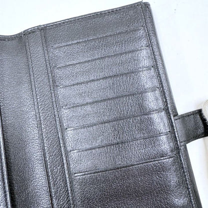 Chanel Butterfly Camellia Wallet Leather Black Silver