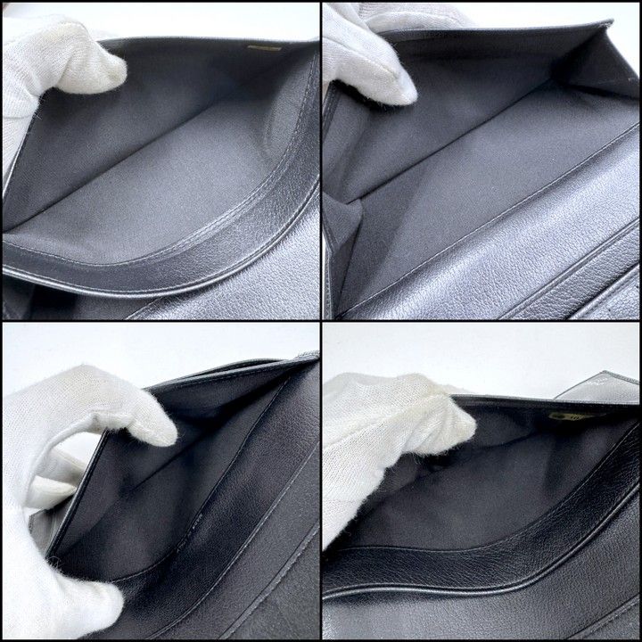 Chanel Butterfly Camellia Wallet Leather Black Silver