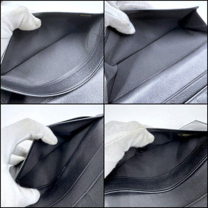 Chanel Butterfly Camellia Wallet Leather Black Silver