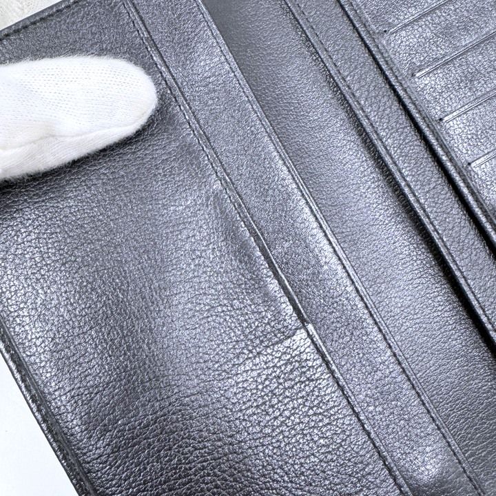 Chanel Butterfly Camellia Wallet Leather Black Silver
