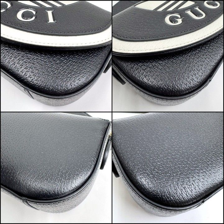 Gucci Adidas Shoulder Bag Black White Leather X