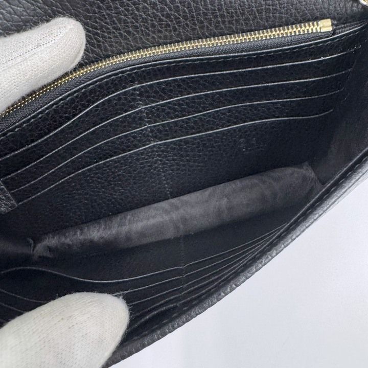 Gucci Interlocking Chain Wallet Black Leather Gold