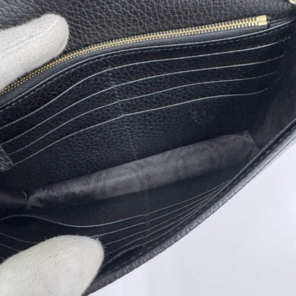 Gucci Interlocking Chain Wallet Black Leather Gold