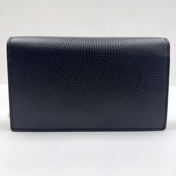 Gucci Interlocking Chain Wallet Black Leather Gold