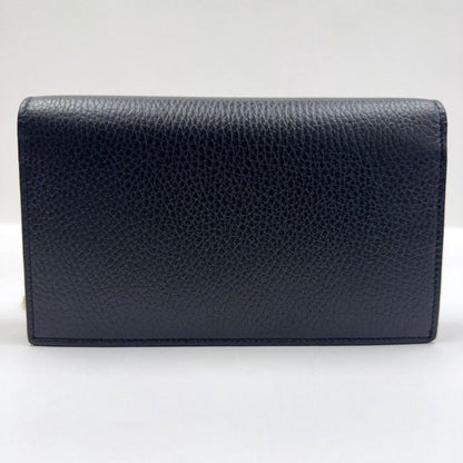 Gucci Interlocking Chain Wallet Black Leather Gold