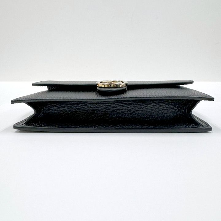Gucci Interlocking Chain Wallet Black Leather Gold
