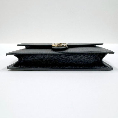 Gucci Interlocking Chain Wallet Black Leather Gold