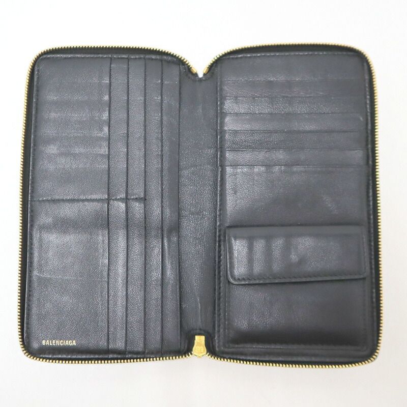 Balenciaga Wallet Leather Black Gold