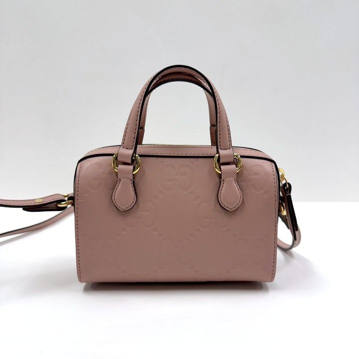 Gucci GG Super Mini Handbag Pink Gold Leather