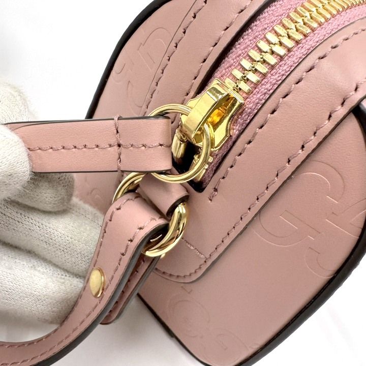 Gucci GG Super Mini Handbag Pink Gold Leather