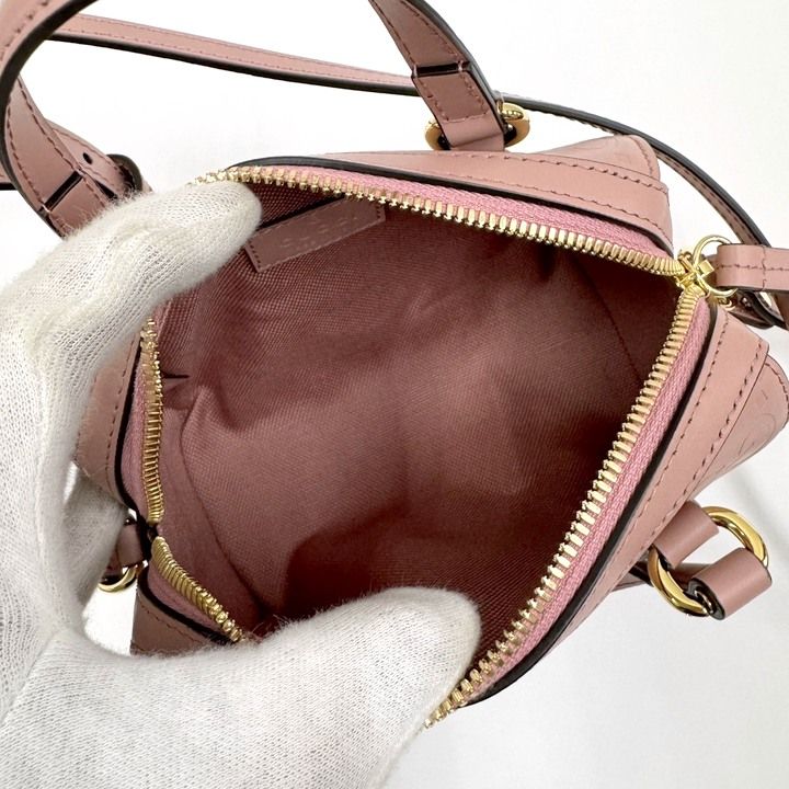 Gucci GG Super Mini Handbag Pink Gold Leather